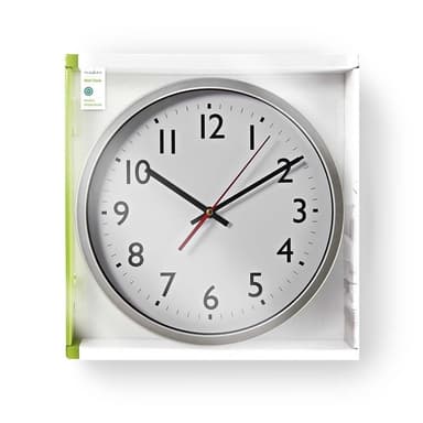 Nedis Veggur | Diameter: 300 mm | Plast | Hvit / Sølv