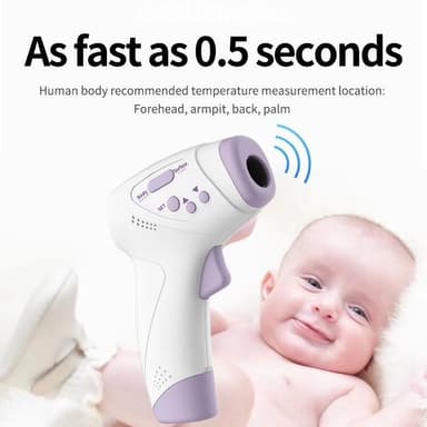 Berøringsfritt febertermometer med IR-teknologi for barn/voksne, Lilla/hvit