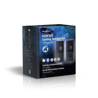 Nedis Gaming Speaker | Høyttalerkanaler: 2.0 | USB-Strøm | 3.5 mm Han | 18 W | Uten Lighting | Volumkontroll | Koblingsutgang: 1x 3.5 mm Audio Out