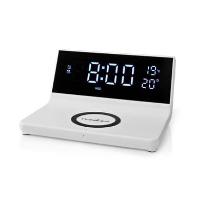 Nedis Alarm clock wireless charger | Qi sertifisert | 5 / 7.5 / 10 / 15 W | USB-A Han | 2 Alarmtider | slumrefunksjon