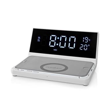 Nedis Alarm clock wireless charger | Qi sertifisert | 5 / 7.5 / 10 / 15 W | USB-A Han | 2 Alarmtider | slumrefunksjon