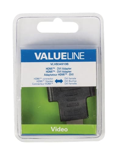 Valueline High Speed HDMI med Ethernet Adapter HDMI Kontakt - DVI-D 24+1p Hun Sort