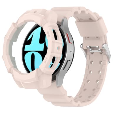 Armor silikonklokkerem med beskyttelsesdeksel til Samsung Galaxy Watch6 40mm Rosa