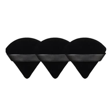 3-pakning Triangular Powder puff - Vaskbare sminkesvamper - Svamper for sminke Svart
