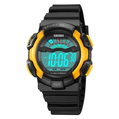 SKMEI 50m vanntett armbåndsur klokke - svart+gul
