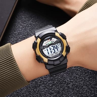SKMEI 50m vanntett armbåndsur klokke - svart+gul