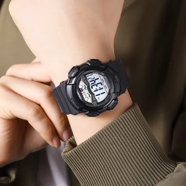 SKMEI 50m vanntett armbåndsur - svart/hvit urskive