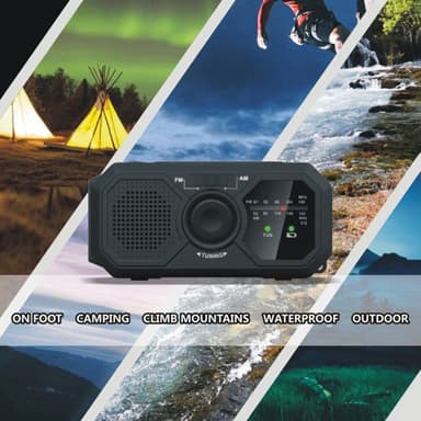 Vær AM/FM-radio Solhåndholdt 1200mAh PowerBank lommelykt