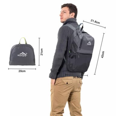 Sammenleggbar ryggsekk 36L unisex vanntett (grå)