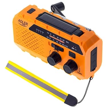 Nødradio / Veiradio med lommelykt, solceller og powerbank