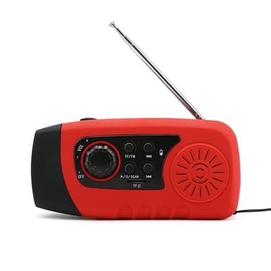 Vevradio med LED-Lampa, Solceller och inbyggd 2000mAh Powerbank