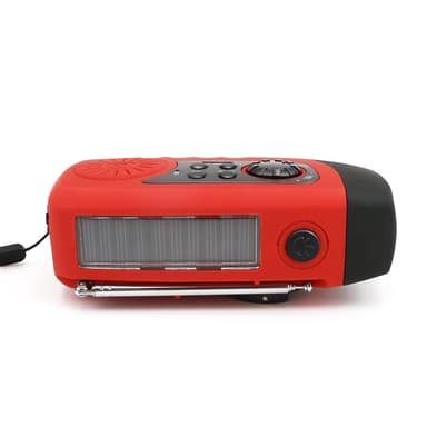 Vevradio med LED-Lampa, Solceller och inbyggd 2000mAh Powerbank