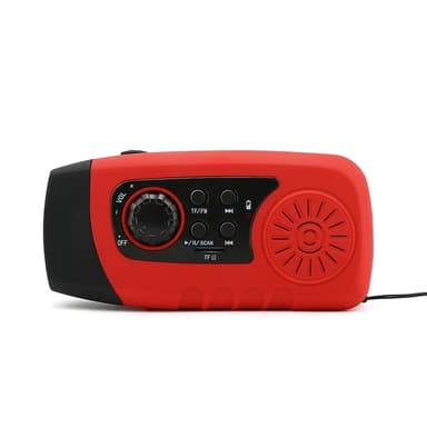 Vevradio med LED-Lampa, Solceller och inbyggd 2000mAh Powerbank