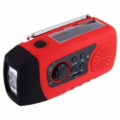 Vevradio med LED-Lampa, Solceller och inbyggd 2000mAh Powerbank