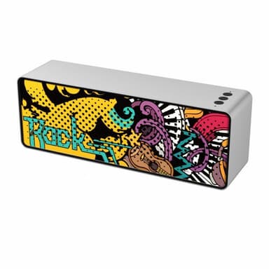 Bluetooth-høyttaler, sølv med graffiti