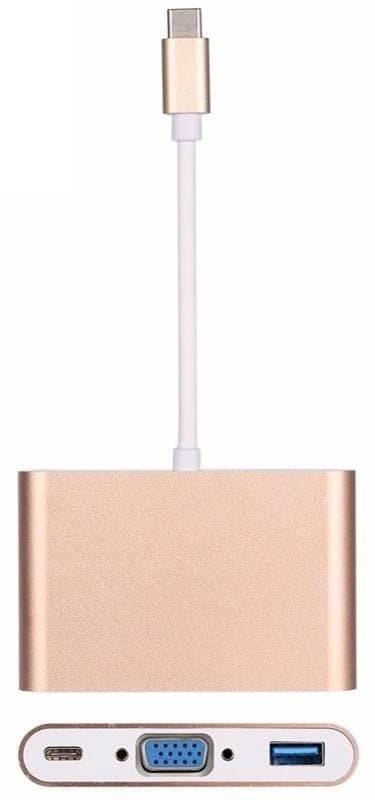 USB-C - VGA, multiportadapter, gull