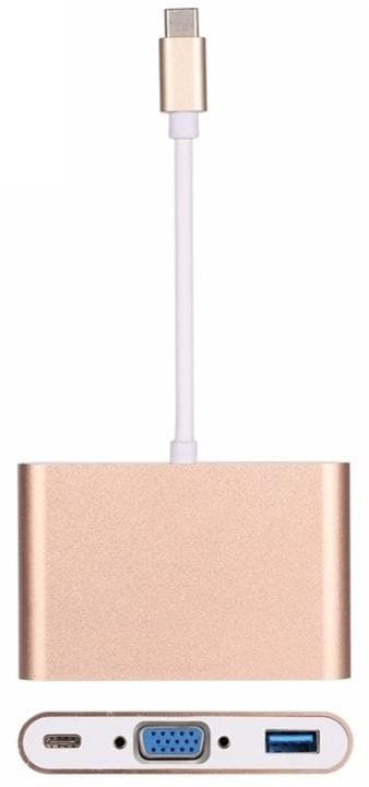 USB-C - VGA, multiportadapter, gull