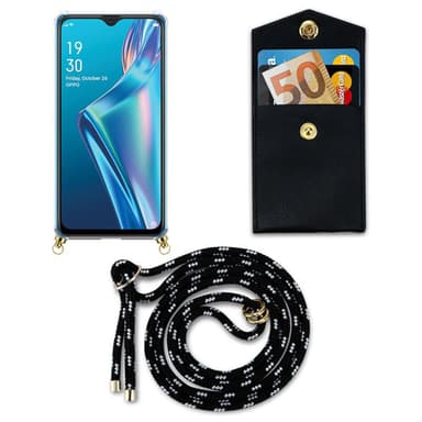 Oppo A12 Deksel med Halskjede (svart)
