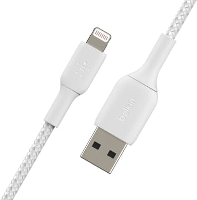 Belkin CAA002BT0MWH, 0,15 m, Lightning, USB A, Hankjønn, Hankjønn, Hvit