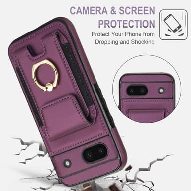 For Google Pixel 8a Kickstand Case Telefonveske med Kortspor - Lilla