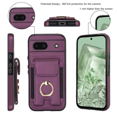 For Google Pixel 8a Kickstand Case Telefonveske med Kortspor - Lilla
