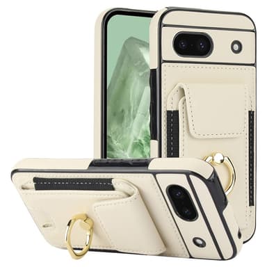 For Google Pixel 8a Kickstand Case Telefonveske med Kortspor - Hvit
