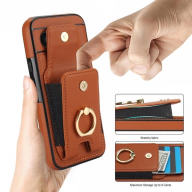 For Google Pixel 8a Kickstand Case Telefonveske med Kortspor - Brun