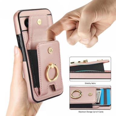 Til Google Pixel 8a Kickstand Case Telefonveske med Kortspor - Rose Gold