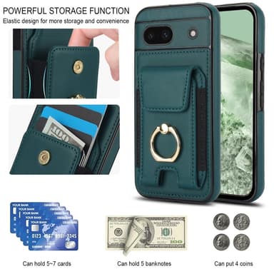 For Google Pixel 8a Kickstand Case Telefonveske med Kortspor - Grønn