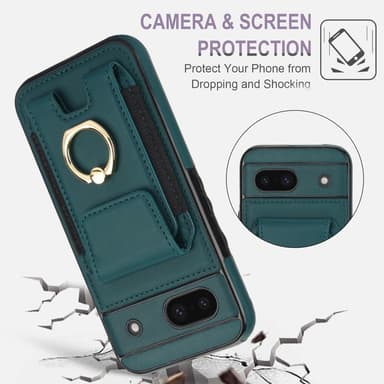 For Google Pixel 8a Kickstand Case Telefonveske med Kortspor - Grønn