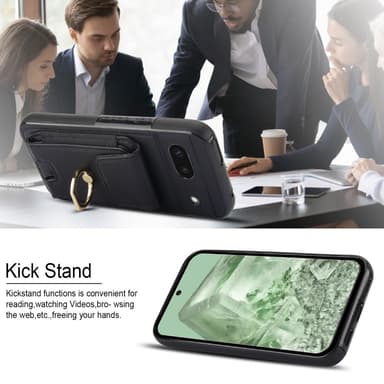 For Google Pixel 8a Kickstand Case Telefonveske med Kortspor - Svart
