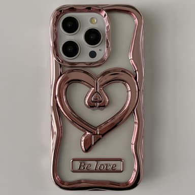 Til iPhone 15 Pro Case Love Heart Kickstand TPU Elektrobelagt Gjennomsiktig Mobiltelefonveske - Rosa