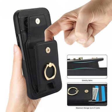 For Google Pixel 8a Kickstand Case Telefonveske med Kortspor - Svart