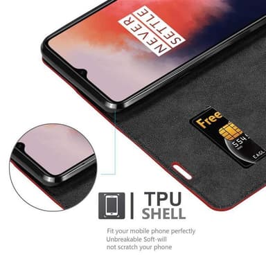 OnePlus 7T lommebokdeksel case (rød)