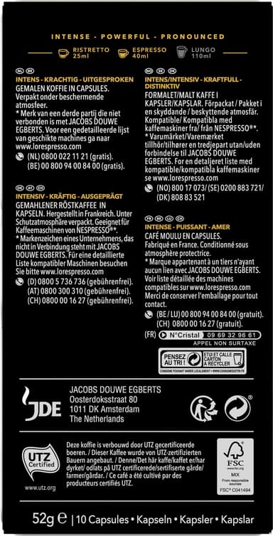 L'OR Espresso 12 Onyx kaffekapsler (10 kapsler)