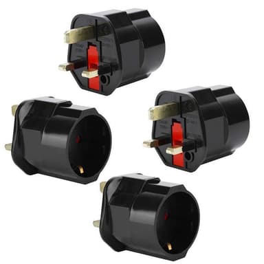 4x Socket Adapter Travel Converter (uk type g til eu)