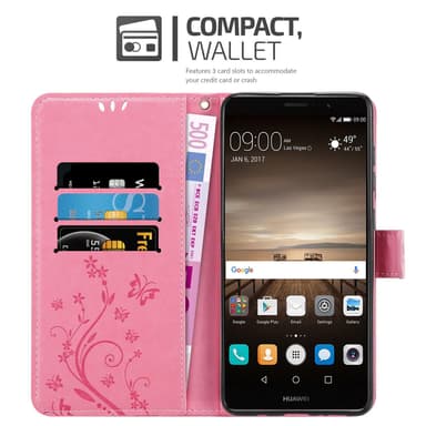 Huawei MATE 9 lommebokdeksel Blomster (rosa)