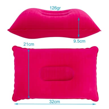 Pute for nakken ergonomisk oppblåsbar pute (rosa)