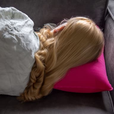 Pute for nakken ergonomisk oppblåsbar pute (rosa)