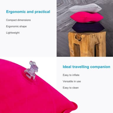 Pute for nakken ergonomisk oppblåsbar pute (rosa)