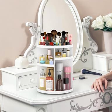 Kosmetikkveske Sminkeveske Toalettveske Make Up (hvit)