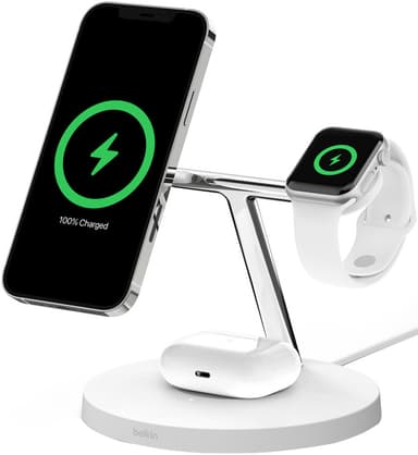 Belkin 3-i-1 MagSafe Compatible Qi2 lader, 15W