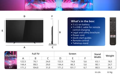 Philips 65" OLED909 4K OLED Ambilight TV (2024)