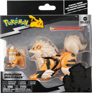 Pokémon Select Evolution actionfigur 2-pakning (Growlithe, Arcanine)