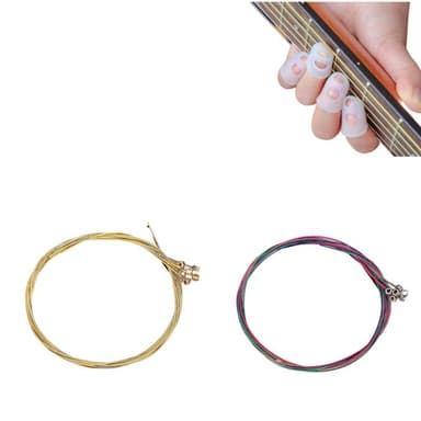 Gitarstrenger 2 x 6 stk med 4 fingerbeskyttere Flerfarget