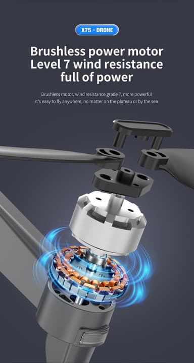 4K Drone med sammenleggbar design, to kamera, som unngår hindringer Sort