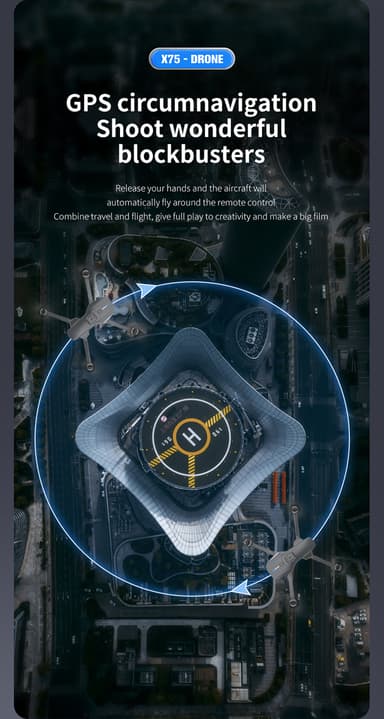 4K Drone med sammenleggbar design, to kamera, som unngår hindringer Sort