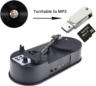 Ezcap Vinyl til MP3-konverter 33/45 RPM LP, L/R stereo + 3,5 mm AUX