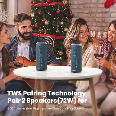 Bluetooth-høyttaler 36W bærbar høyttaler med stereolydbase, Bluetooth 5.3 trådløs IP7x vanntett høyttaler blå