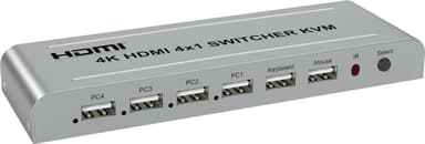 NÖRDIC KVM Switch 4 til 1 HDMI 4K 30Hz og 2xUSB HDCP 2.2